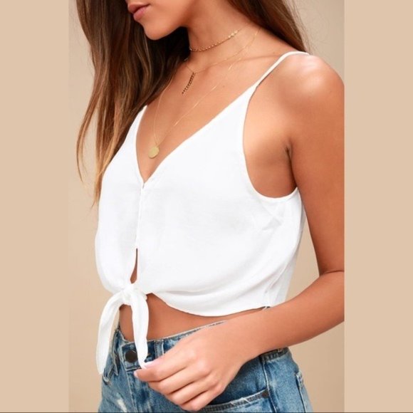 FREE PEOPLE Two Tie For You Ivory V-Neck Tank Top - NWT - Picture 3 of 5